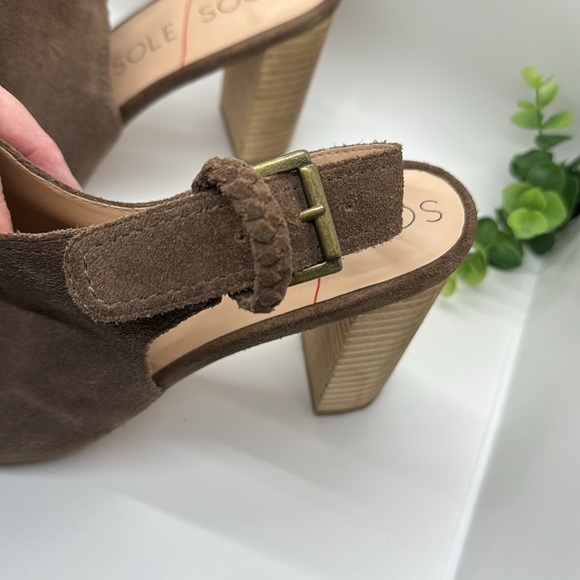 Sole Society Apollo Taupe Heel Mule  Cow Suede Bootie heels-Size 11 - Picture 9 of 12